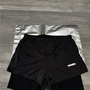 Satisfy Black Men's Athletic Layered Running Shorts